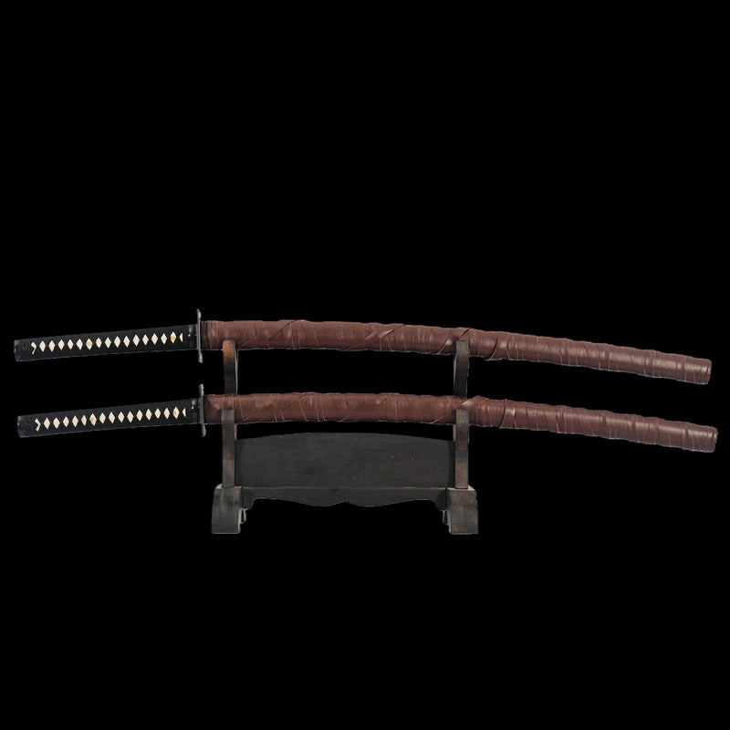 Hand Forged Marvel Deadpool Double Swords Replica Folded Steel Brass T 
