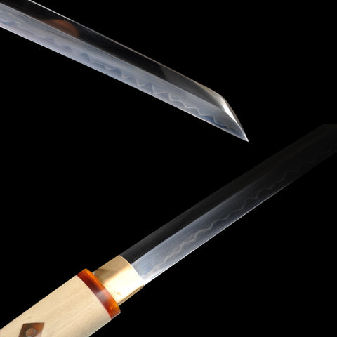 Hand Forged Sakabato Shirasaya Katana Reversed-Edge Japanese Sword 1095 Steel Clay Tempered-COOLKATANA-SL-1218-U