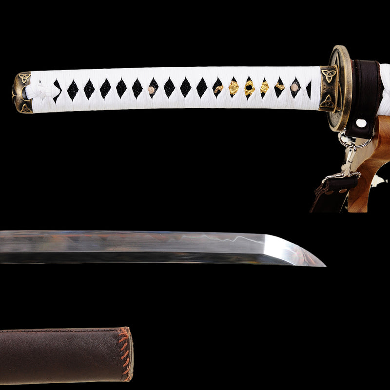 Hand Forged Walking Dead Katana Michonne's Zombie Killer 1095 Carbon Steel Clay Tempered 