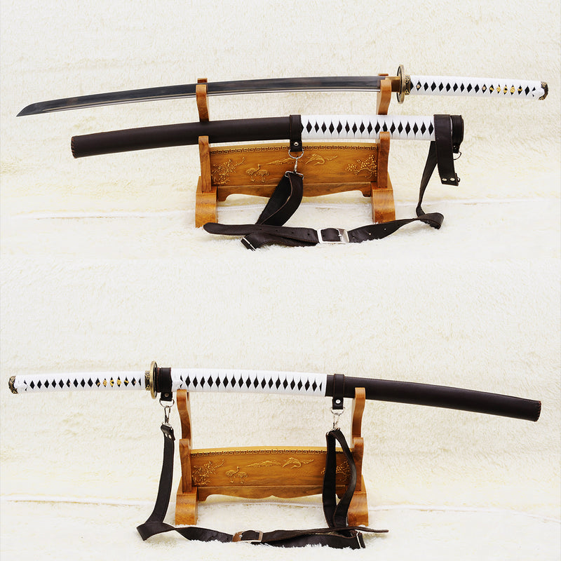 Handgeschmiedetes Walking Dead Katana-Schwert Michonnes Zombie-Killer, gefalteter Stahl, kampfbereit 