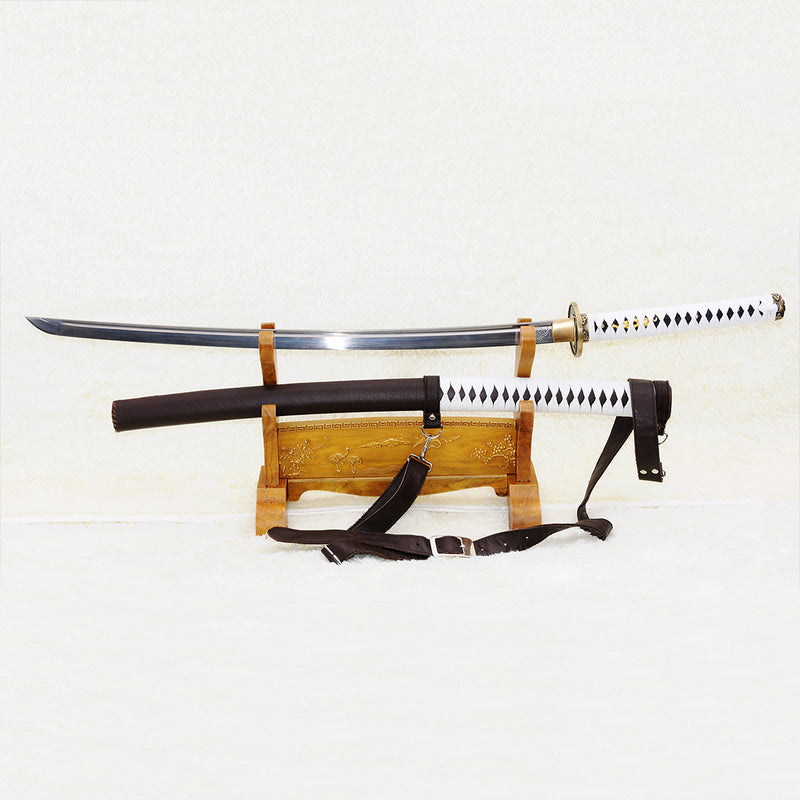 Handgeschmiedetes Walking Dead Katana-Schwert Michonnes Zombie-Killer, gefalteter Stahl, kampfbereit 