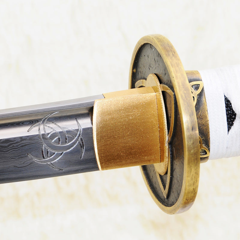 Handgeschmiedetes Walking Dead Katana-Schwert Michonnes Zombie-Killer, gefalteter Stahl, kampfbereit 