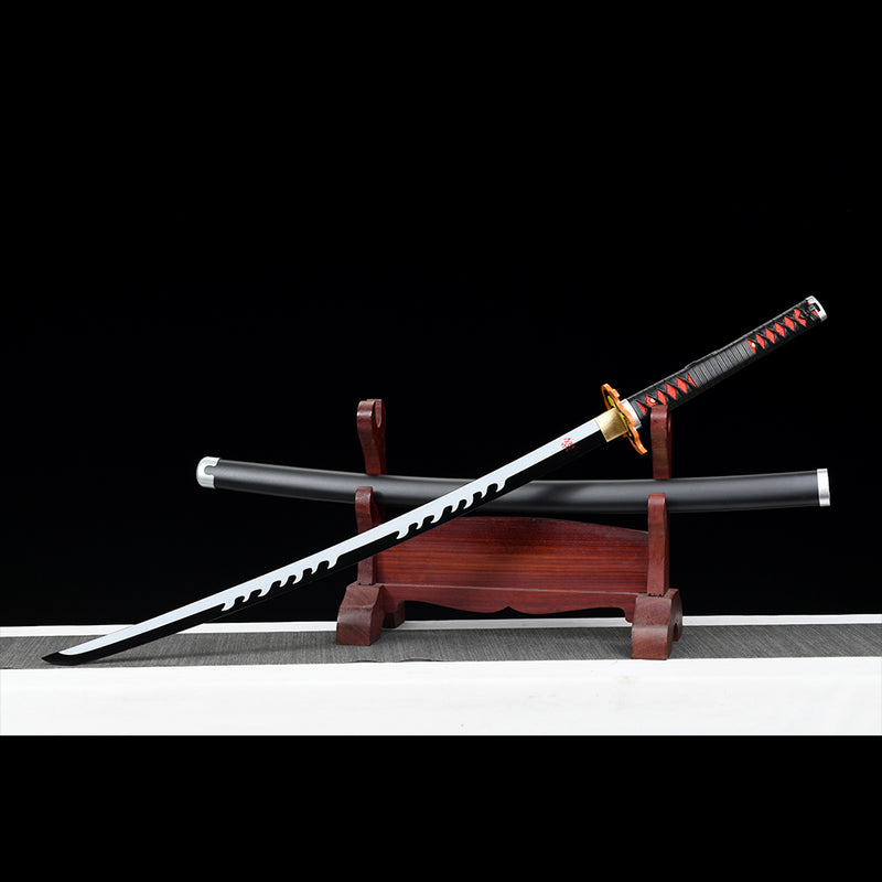 1095 High Carbon Steel Tanjiro Sword | Black Nichirin Katana 