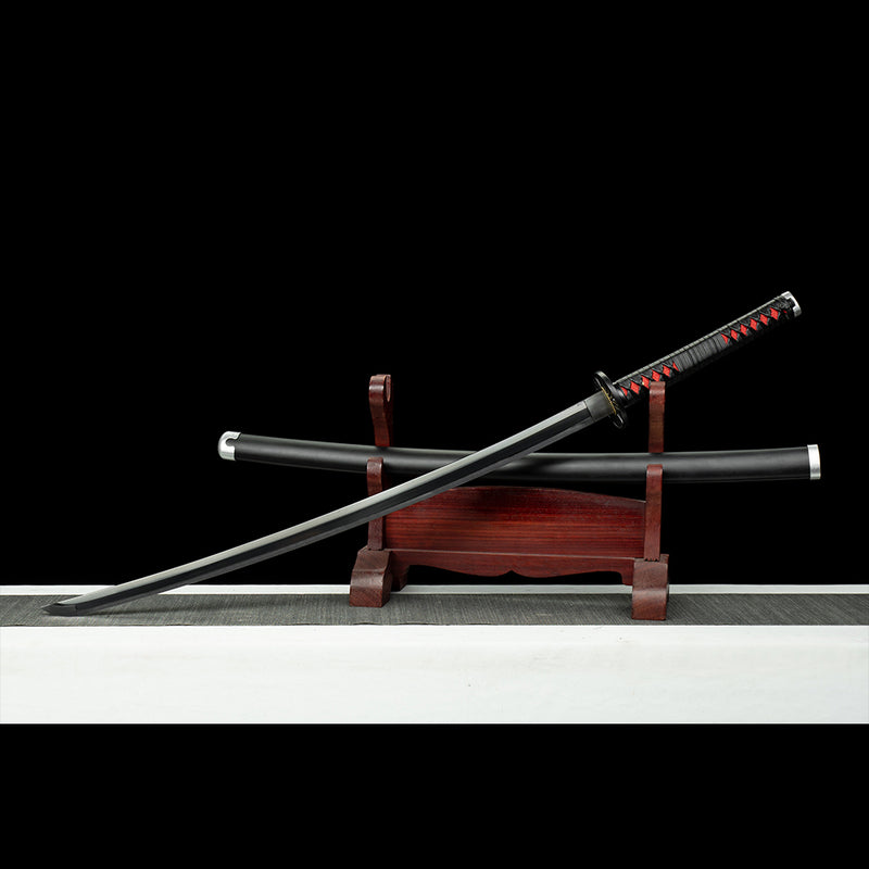 1095 Kohlenstoffstahl Schwarzer Dämonentöter Tanjiro Nichirin Katana Schwert 