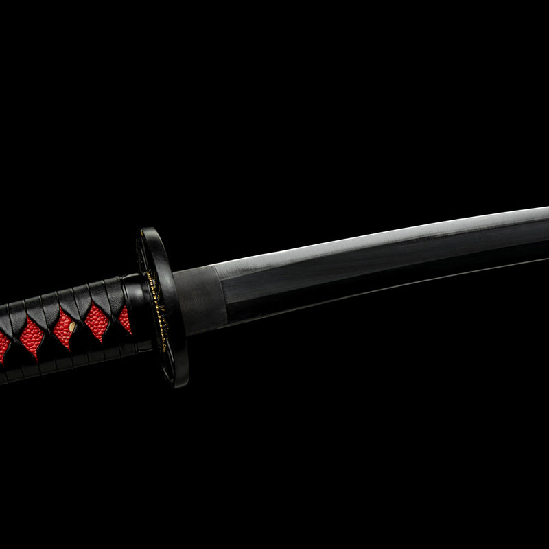1095 Kohlenstoffstahl Schwarzer Dämonentöter Tanjiro Nichirin Katana Schwert 