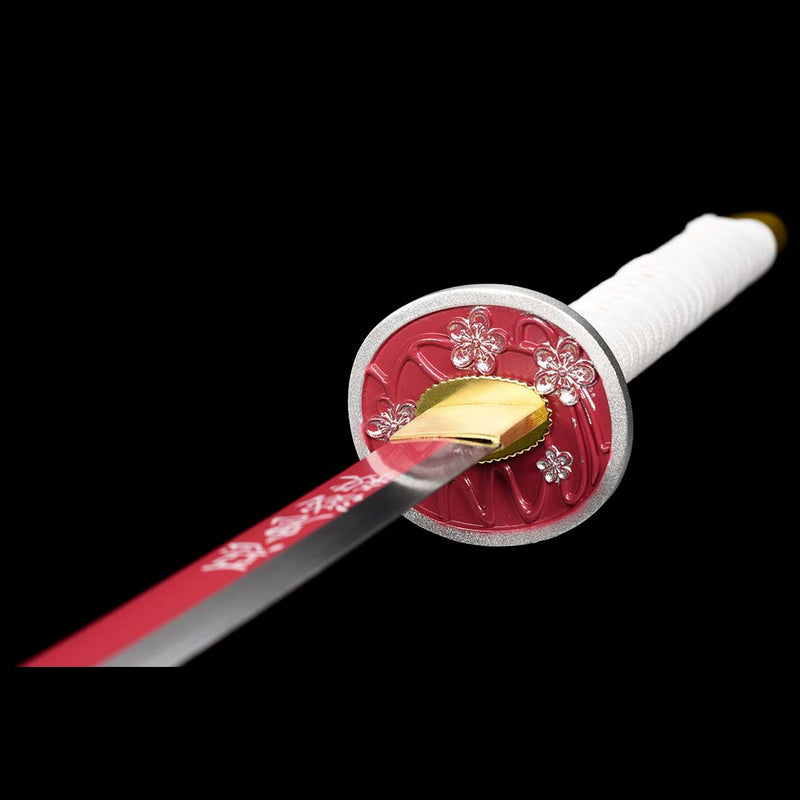 Demon Slayer Tsuyuri Kanao Nichirin Katana Sword with Full Tang Red Blade 
