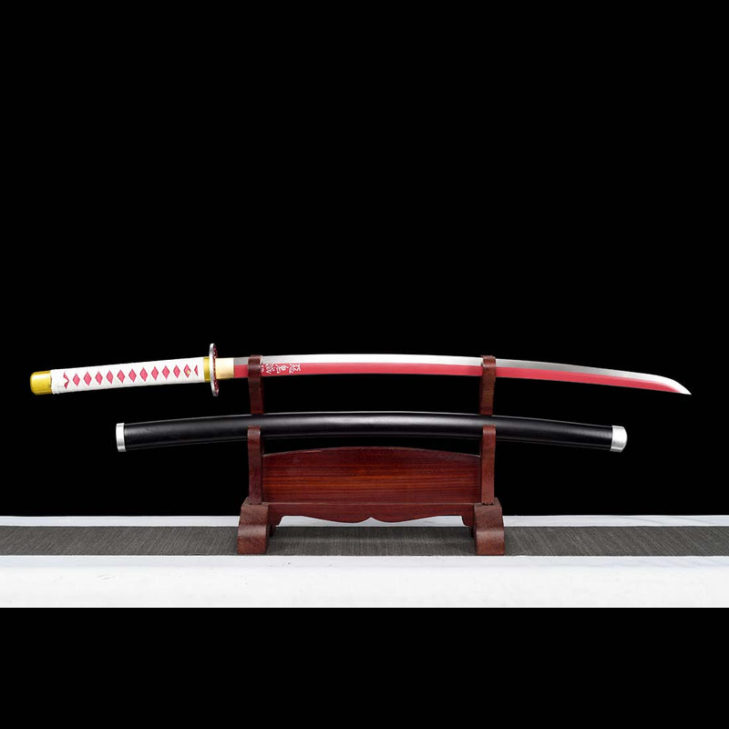 Demon Slayer Tsuyuri Kanao Nichirin Katana Sword with Full Tang Red Blade 