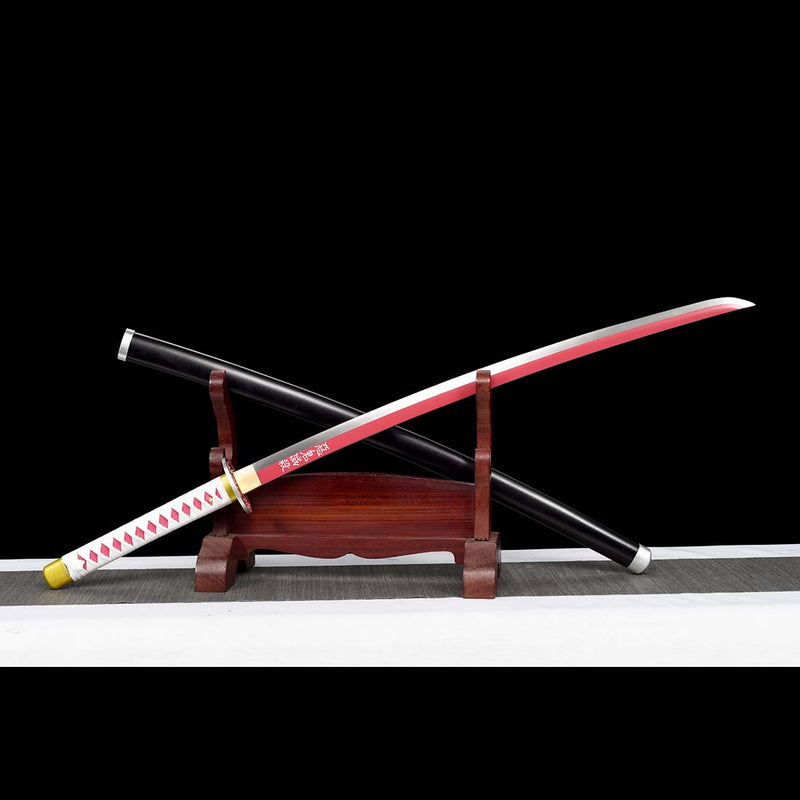 Demon Slayer Tsuyuri Kanao Nichirin Katana Sword with Full Tang Red Blade 