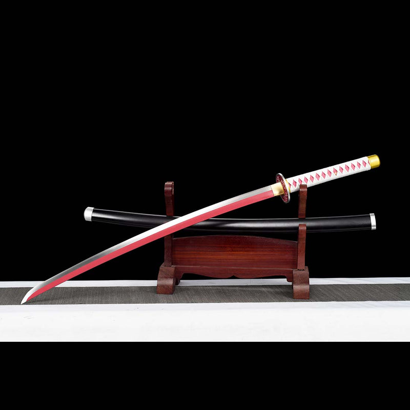 Demon Slayer Tsuyuri Kanao Nichirin Katana Sword with Full Tang Red Blade 