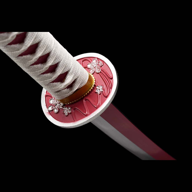 Demon Slayer Tsuyuri Kanao Nichirin Katana Sword with Full Tang Red Blade 