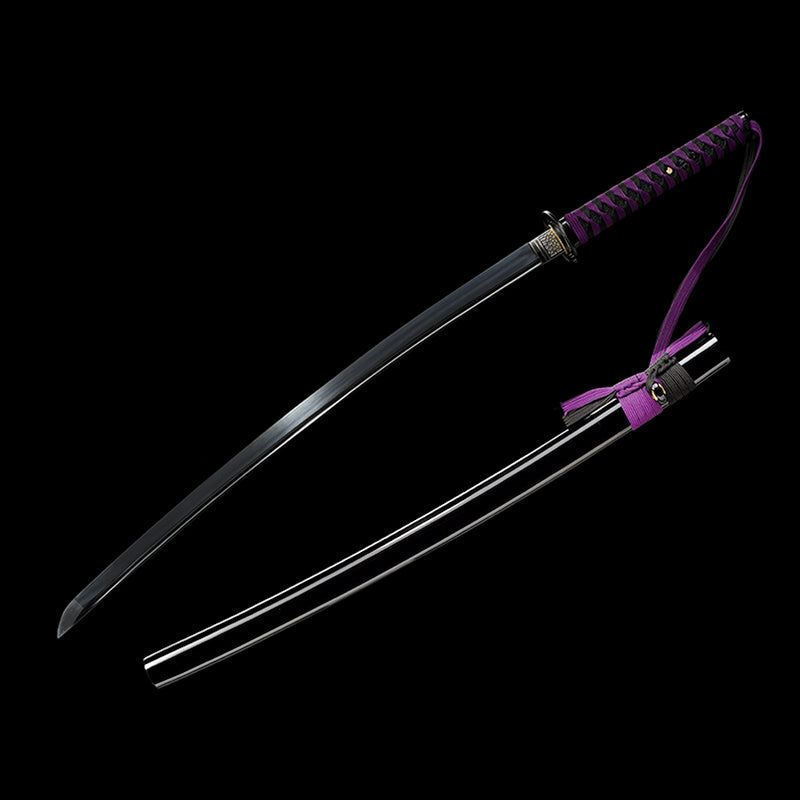 1095 Kohlenstoffstahl Black Demon Slayer Nichirin Katana Schwert 