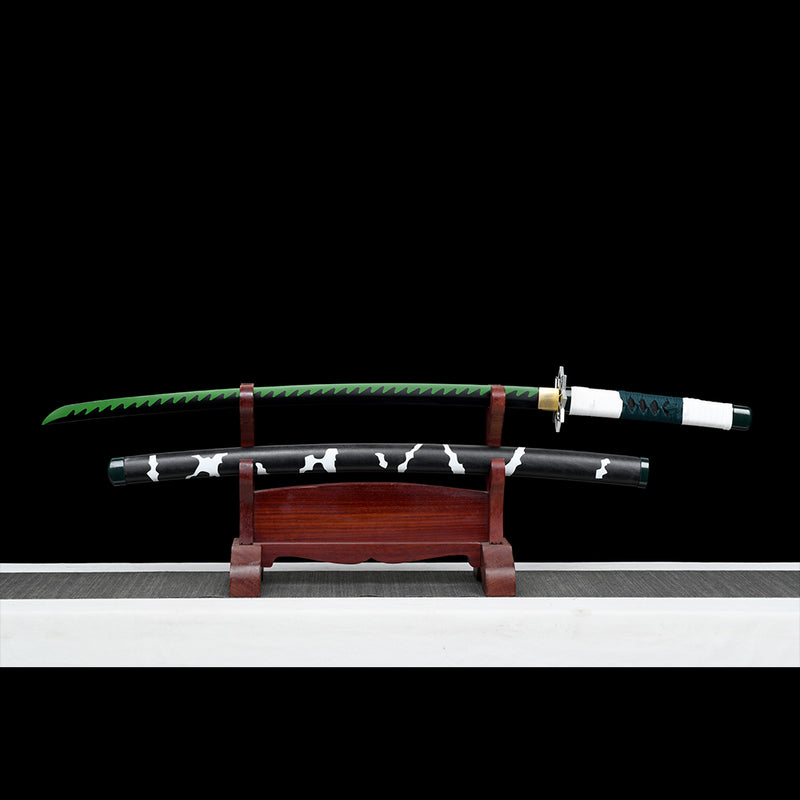 1095 High Carbon Steel Black Demon Slayer Sanemi Shinazugawa Nichirin Katana Sword 