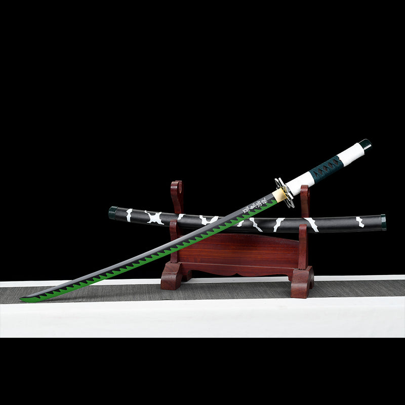 1095 High Carbon Steel Black Demon Slayer Sanemi Shinazugawa Nichirin Katana Sword 