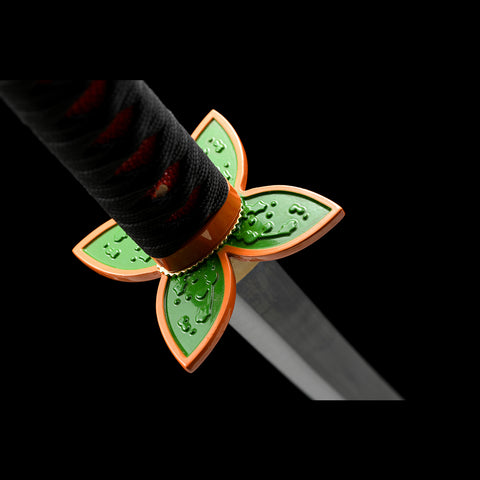 Detailed Shinobu katana handle wrapping and tsuka style
 Tsuba Fitting QQ-0105-U