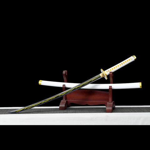 Anime sword demon slayer characters Zenitsu Agatsuma katana 1095 High Carbon Steel Blade QQ-0100 2