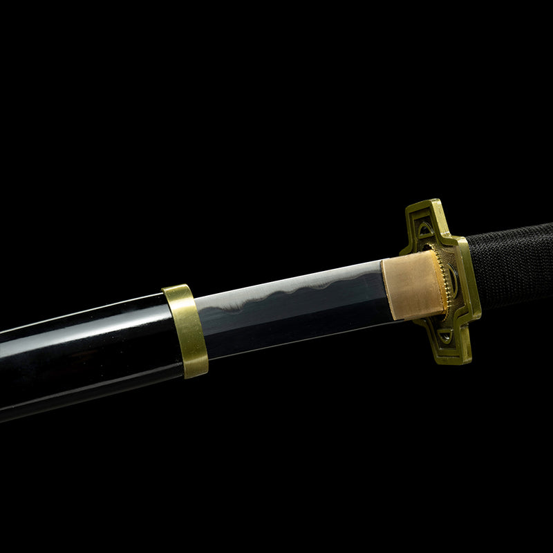 1095 High Carbon Steel Black One Piece Roronoa Zoro's Yubashiri Katana Sword 