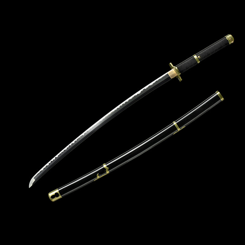 1095 High Carbon Steel Black One Piece Roronoa Zoro's Yubashiri Katana Sword 