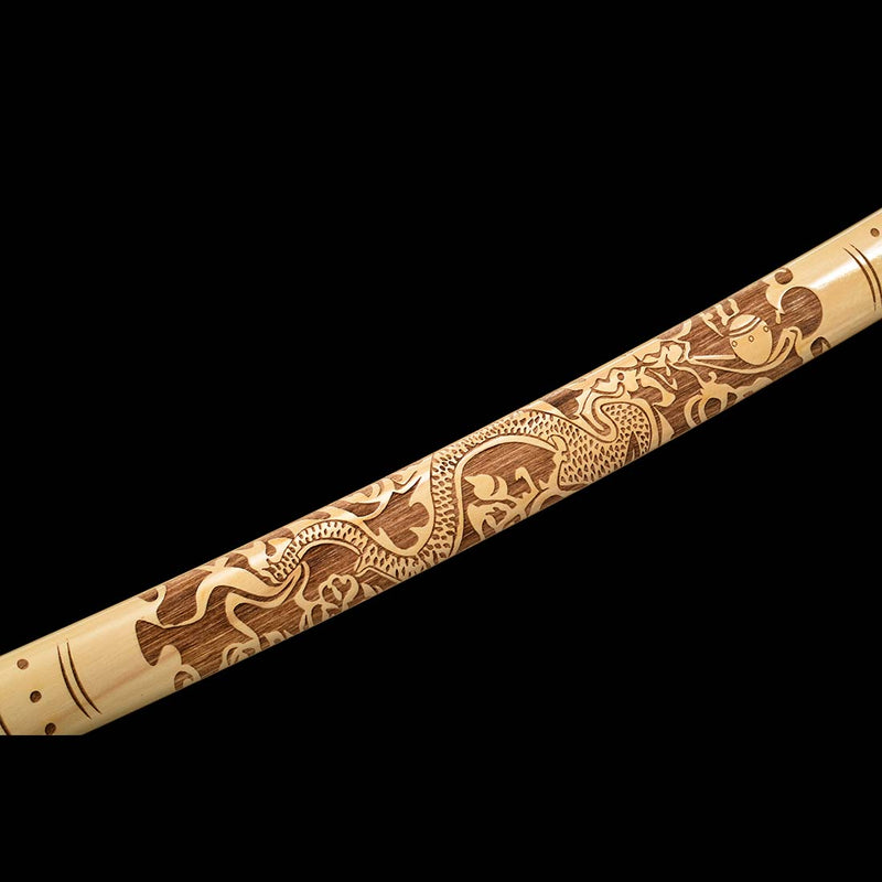 1060 Carbon Steel Full Tang Blade Dragon Sparrow Blade Katana Sword with Engraved Saya 