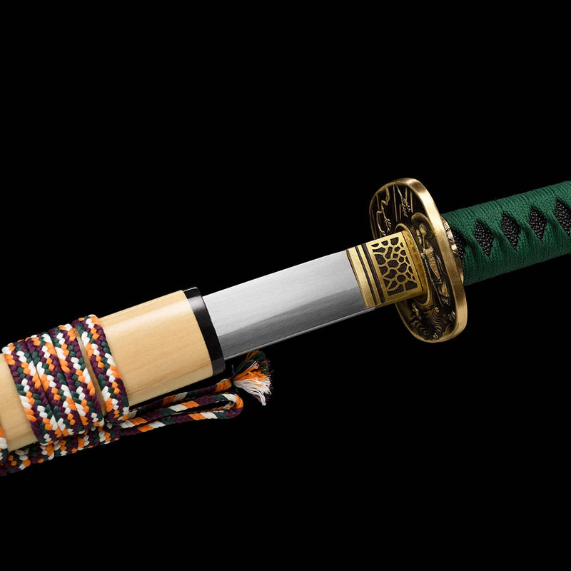 1060 Carbon Steel Full Tang Blade Dragon Sparrow Blade Katana Sword with Engraved Saya 