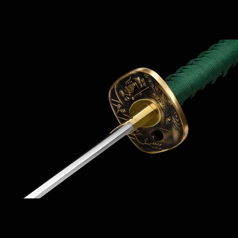 1060 Carbon Steel Full Tang Blade Dragon Sparrow Blade Katana Sword with Engraved Saya 