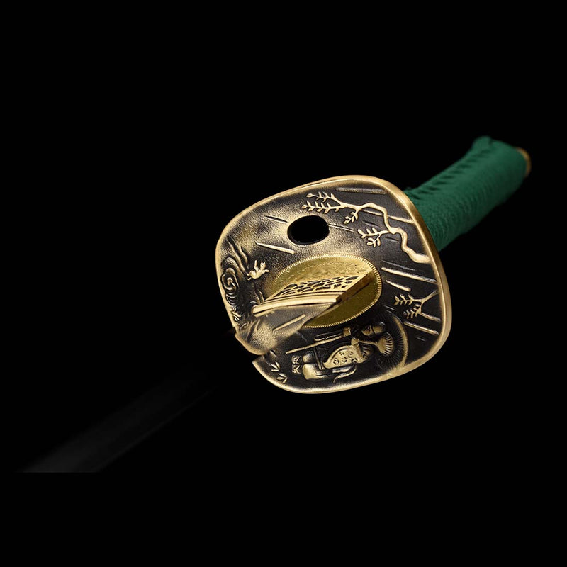 1060 Carbon Steel Full Tang Blade Dragon Sparrow Blade Katana Sword with Engraved Saya 