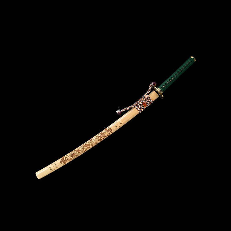 1060 Carbon Steel Full Tang Blade Dragon Sparrow Blade Katana Sword with Engraved Saya 