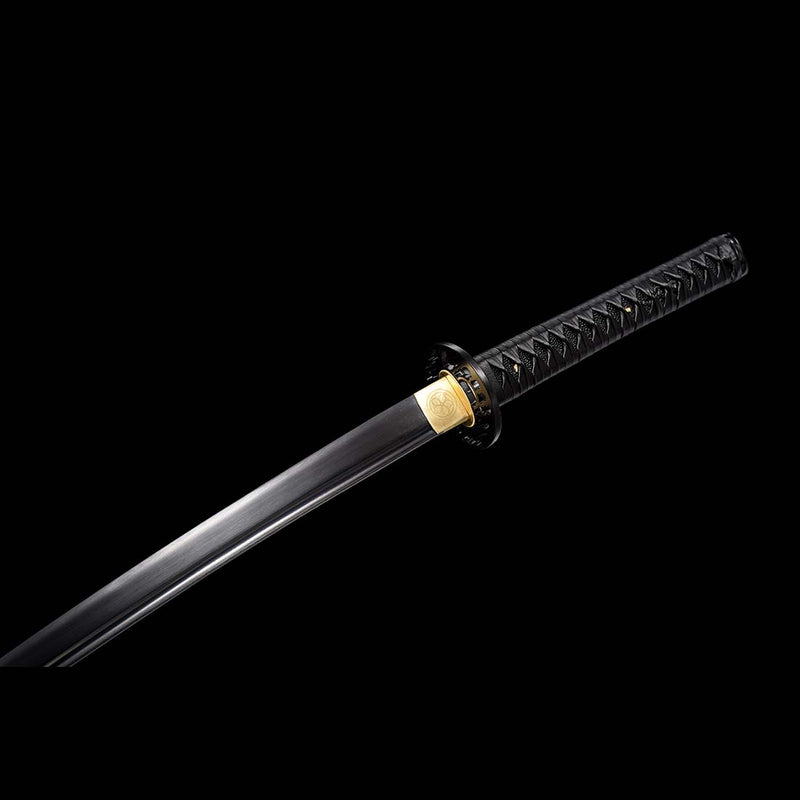 Japanese Katana Sword with Black Saya and 1060 Carbon Steel Full Tang Blade 