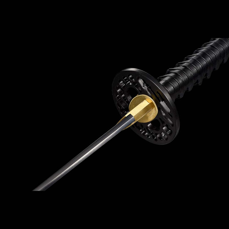 Japanese Katana Sword with Black Saya and 1060 Carbon Steel Full Tang Blade 