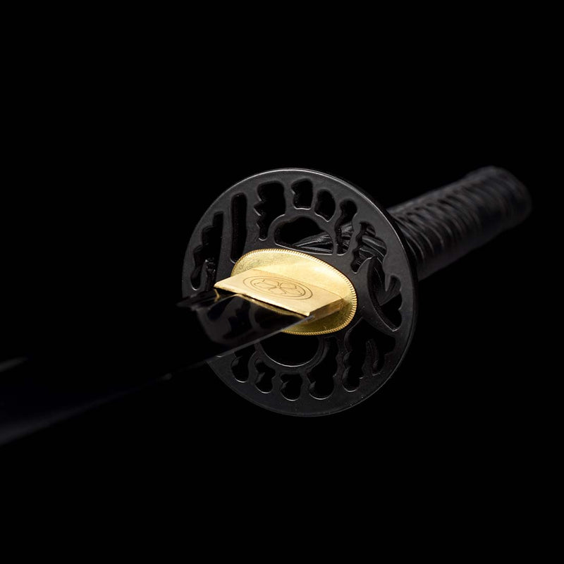 Japanese Katana Sword with Black Saya and 1060 Carbon Steel Full Tang Blade 