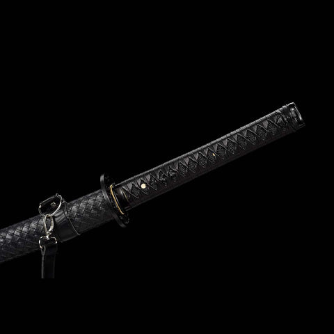 Handmade Japanese Katana Sword 1060 Carbon Steel Full Tang Blade With Black Saya-COOLKATANA-QQ-0125-U