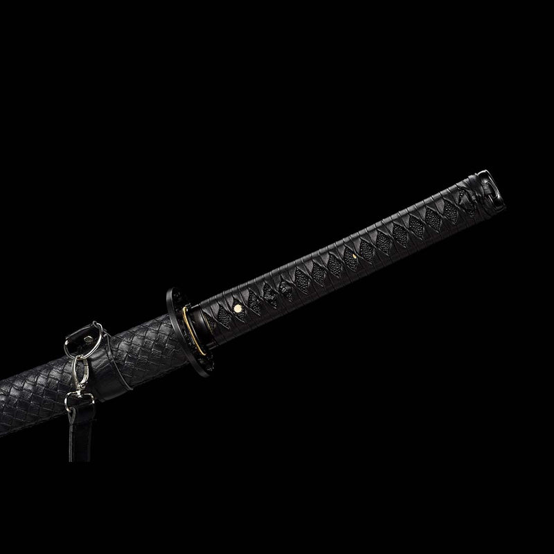 Japanese Katana Sword with Black Saya and 1060 Carbon Steel Full Tang Blade 