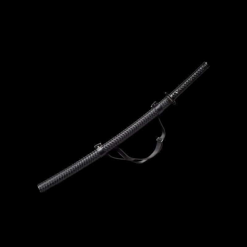 Japanese Katana Sword with Black Saya and 1060 Carbon Steel Full Tang Blade 