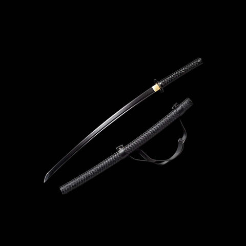 Handmade Japanese Katana Sword 1060 Carbon Steel Full Tang Blade With Black Saya-COOLKATANA-QQ-0125-U