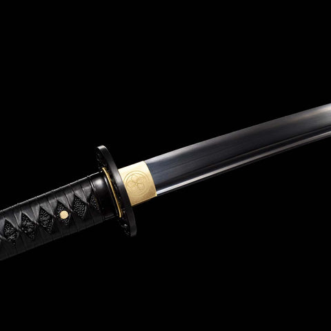 Handmade Japanese Katana Sword 1060 Carbon Steel Full Tang Blade With Black Saya-COOLKATANA-QQ-0125-U