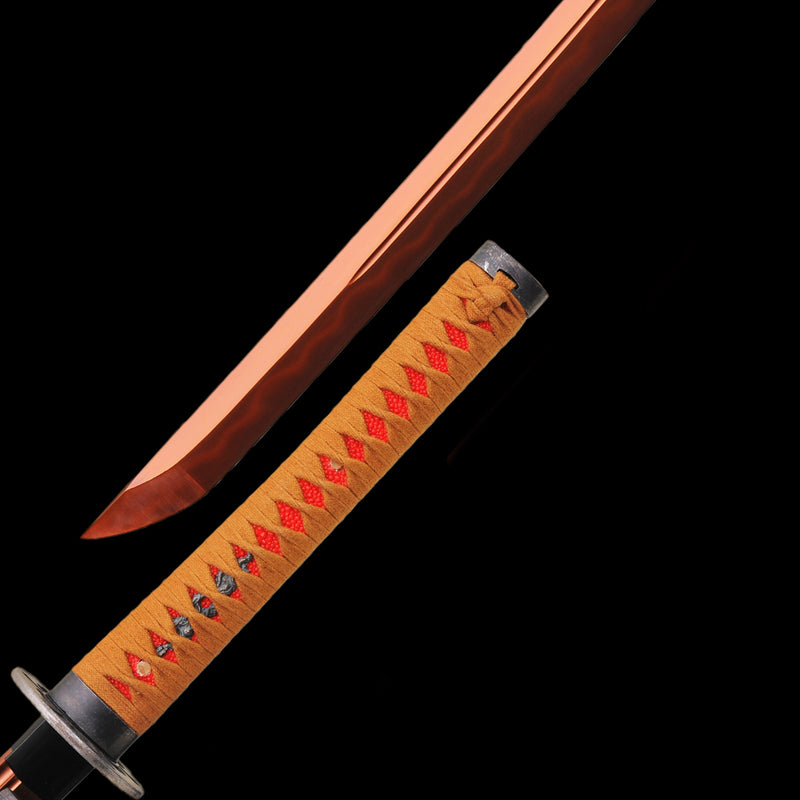 Handmade Japanese Katana Sword 1095 Carbon Steel Clay Tempered Red Bla 