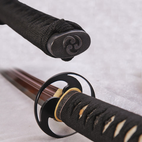 Handmade Japanese Katana Sword 1095 Steel Kogarasu-Maru Double Edge Red Blade Battle Ready-COOLKATANA-SL-1153-U