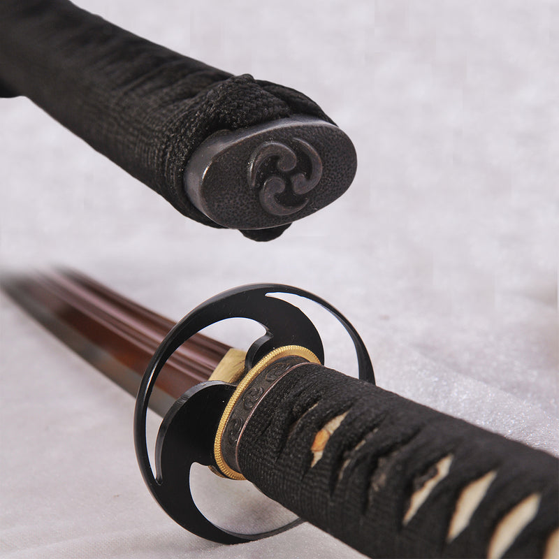 Handgefertigtes japanisches Katana Schwert 1095 Stahl Kogarasu-Maru Double Edge Red Blade Battle Ready - COOLKATANA 