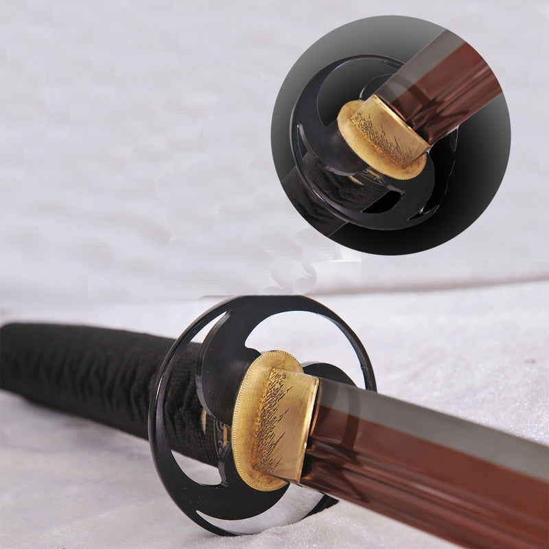 Handgefertigtes japanisches Katana Schwert 1095 Stahl Kogarasu-Maru Double Edge Red Blade Battle Ready - COOLKATANA 