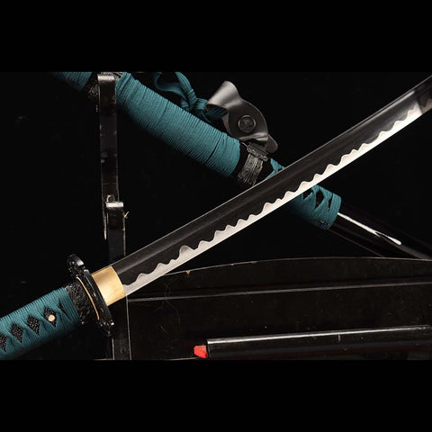 Handmade Japanese Tachi Sword, 1045 Carbon Steel Full Tang Blade Dragon Pattern Accessories-COOLKATANA-QQ-0204-U