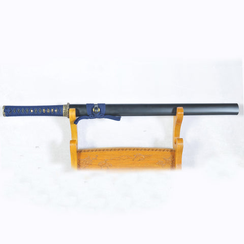 Handmade Japanese Ninja Sword Straight Blade Ninjato Folded Steel Black Blade Brass Tsuba-COOLKATANA-SL-1170-U