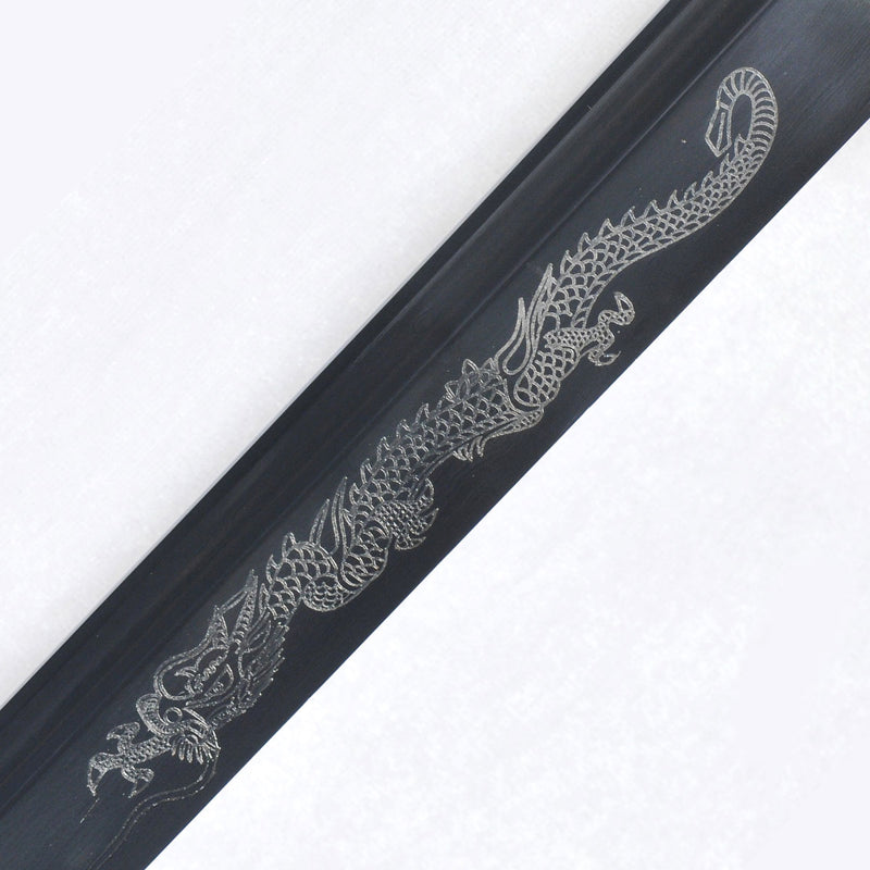 Handmade Japanese Ninja Sword Straight Blade Ninjato Folded Steel Dragon Engraving - COOLKATANA 