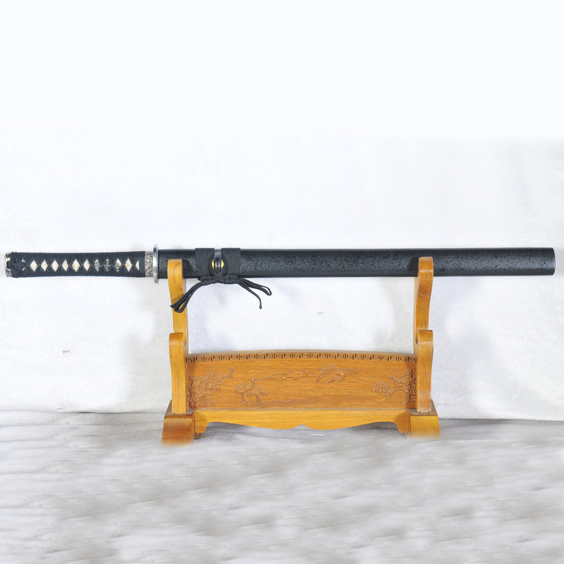 Handmade Japanese Ninja Sword Straight Blade Ninjato Folded Steel Dragon Engraving - COOLKATANA 