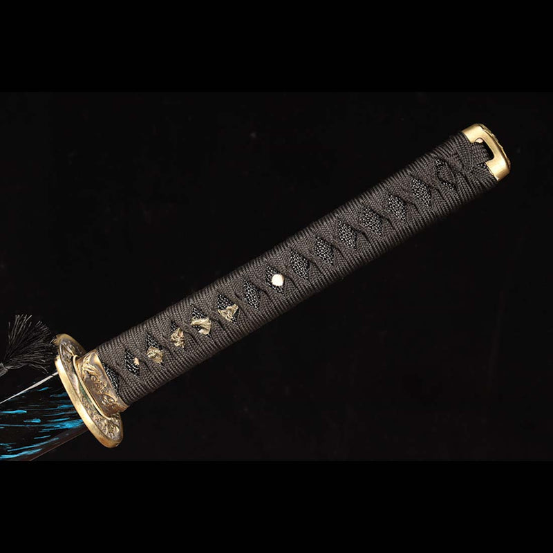 1060 Carbon Steel Full Tang Blade Flowing Cloud Japanese Katana Sword 