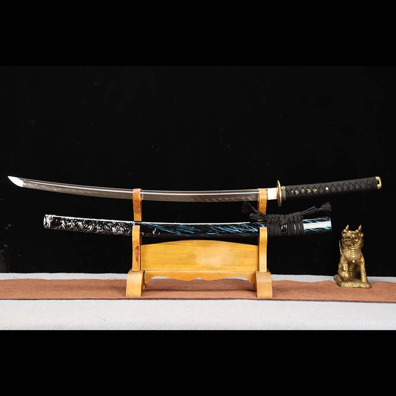 1060 Carbon Steel Full Tang Blade Flowing Cloud Japanese Katana Sword 