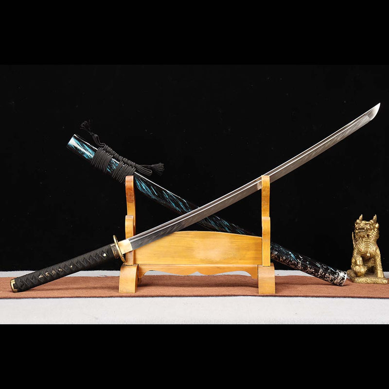 1060 Carbon Steel Full Tang Blade Flowing Cloud Japanese Katana Sword 