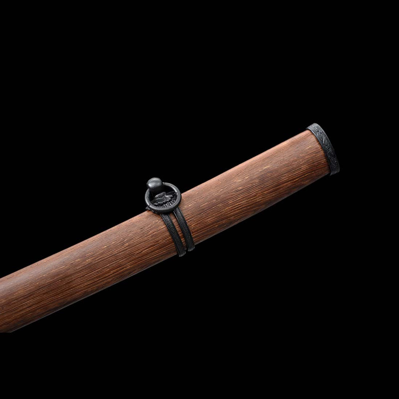 Japanese Gunto 1060 Carbon Steel Black Blade Katana Sword with Bo-hi Rosewood Saya 