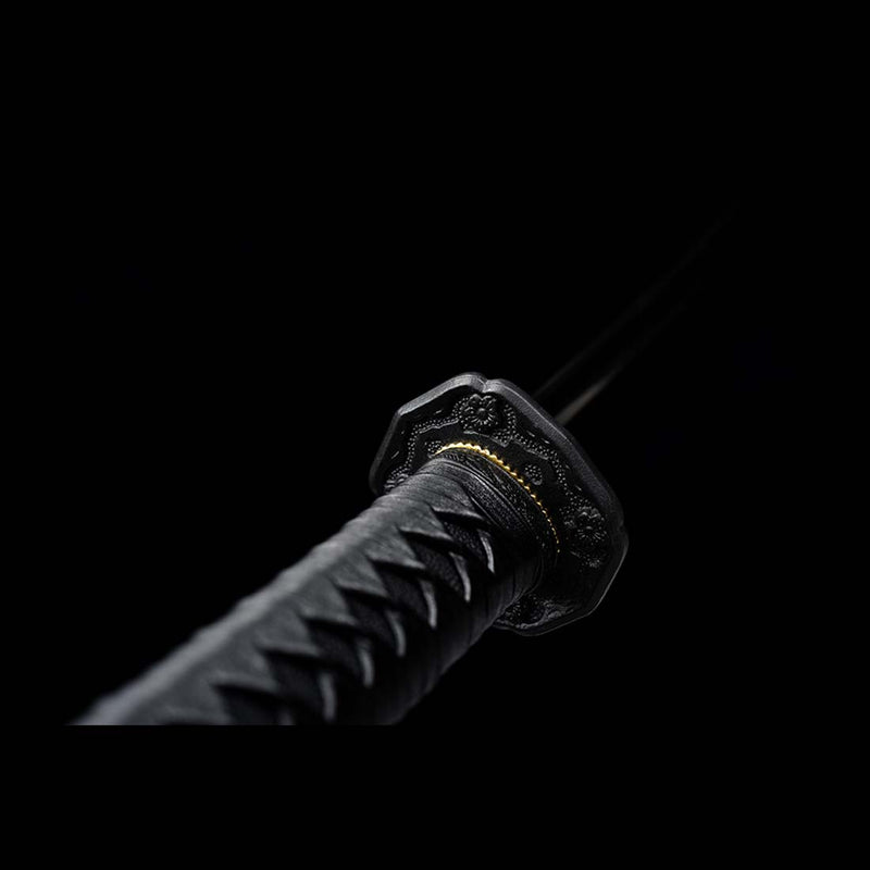 Japanese Gunto 1060 Carbon Steel Black Blade Katana Sword with Bo-hi Rosewood Saya 