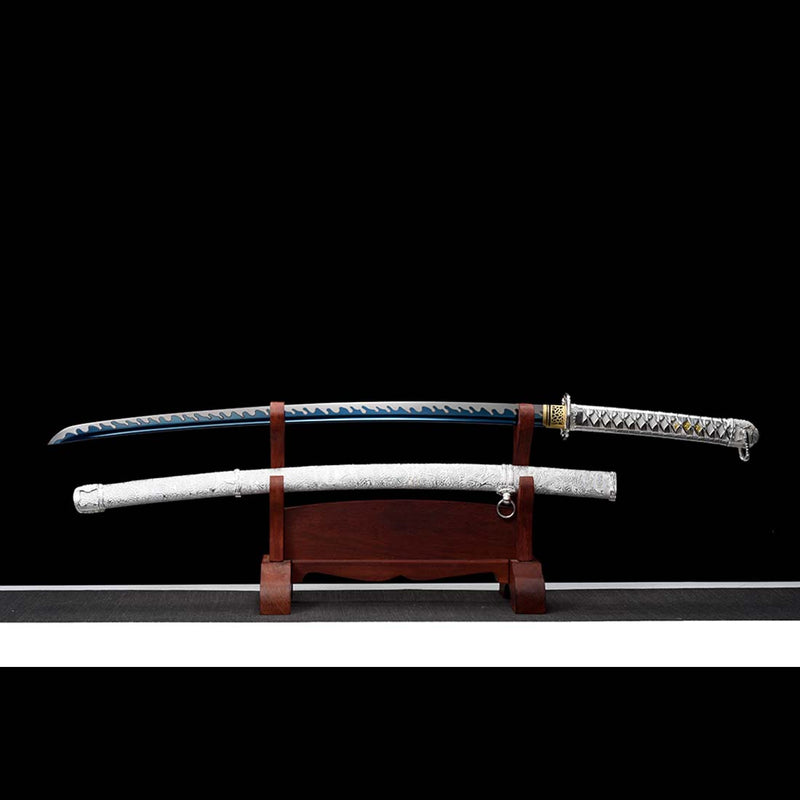 Replik eines Kommandoschwerts aus dem 2. Weltkrieg, japanisches Samurai-Katana aus 9260er Federstahl mit durchgehendem Erl 