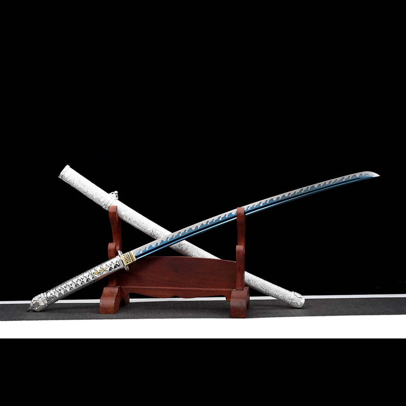 Replik eines Kommandoschwerts aus dem 2. Weltkrieg, japanisches Samurai-Katana aus 9260er Federstahl mit durchgehendem Erl 