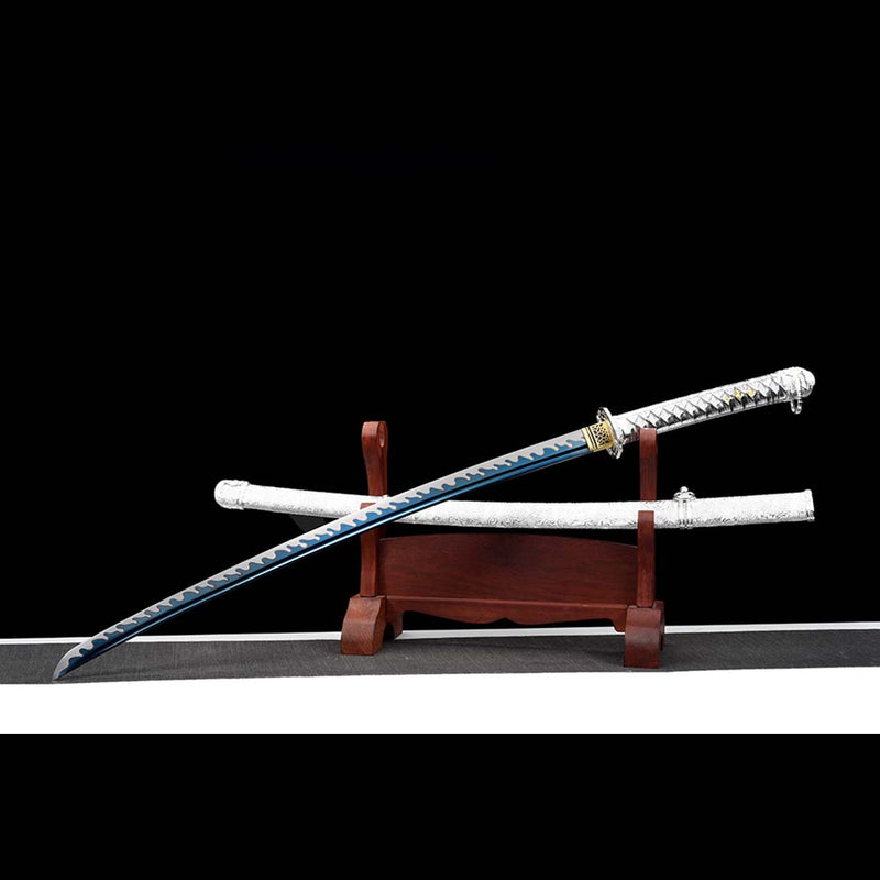Replik eines Kommandoschwerts aus dem 2. Weltkrieg, japanisches Samurai-Katana aus 9260er Federstahl mit durchgehendem Erl 